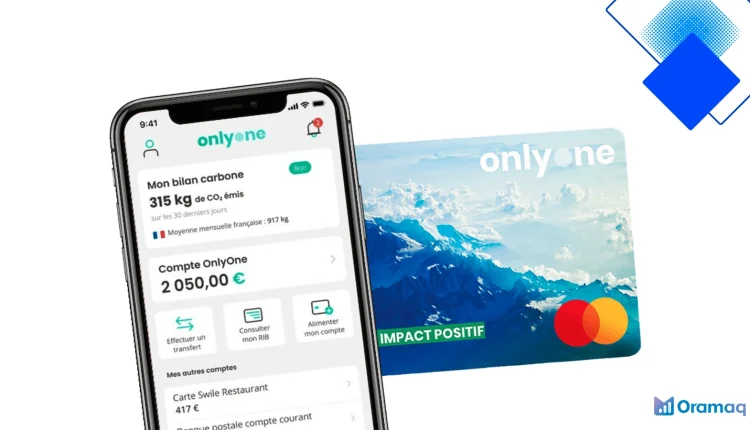 Only One la carte bancaire éco-responsable en PVC recyclé Mastercard pour un compte courant 100% numérique et des frais transparents